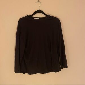 MNG Mango Black oversized “distressed” long sleeve top XS